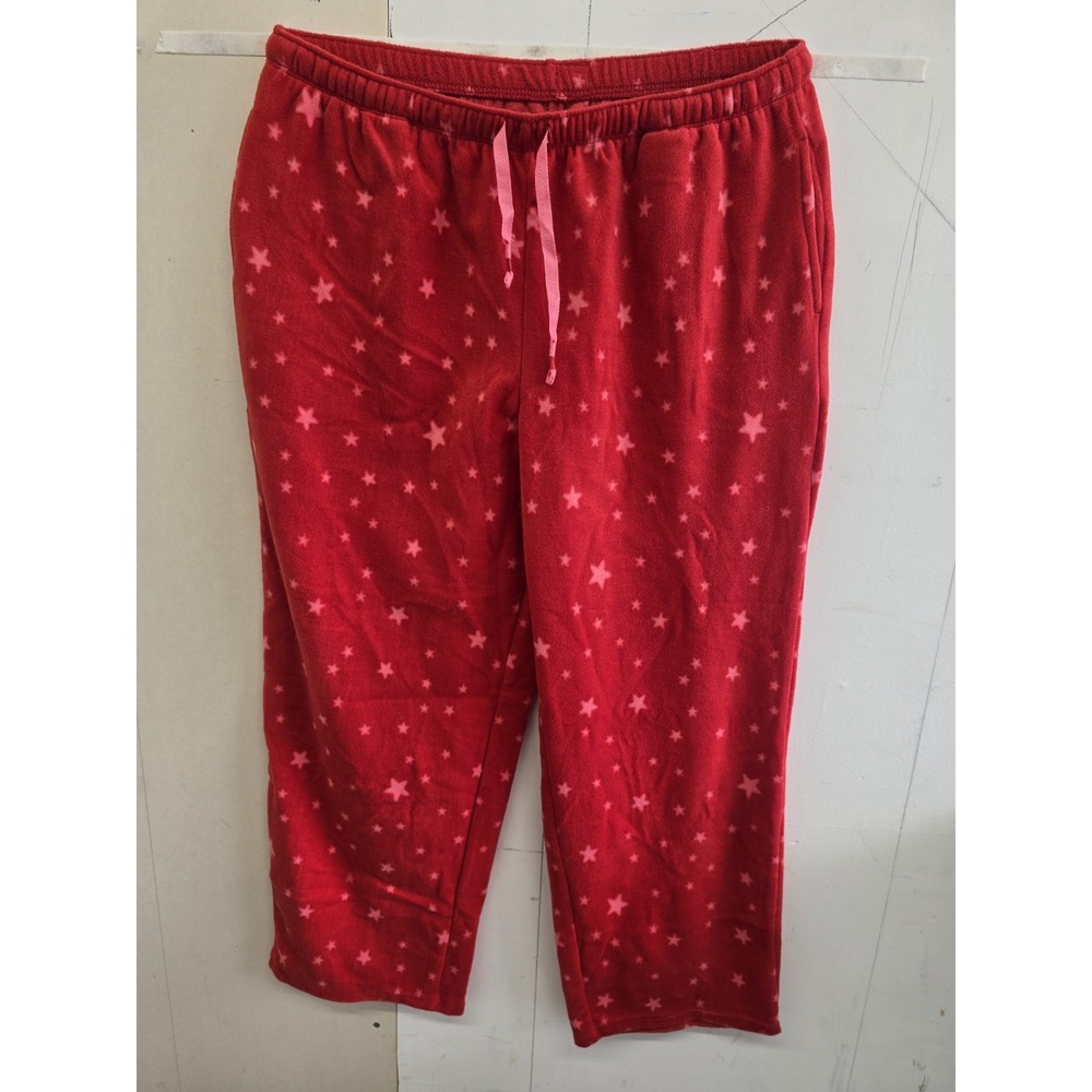 Cuddl Duds Petite Fleecewear Star Fleece Button Front Pajama Set PL Pockets - Picture 8 of 14